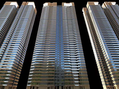 Modern High Rise Residential Towers With Glass Facade And Sleek Exterior Design 3d model