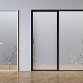 Oil sand glass sliding door glass sliding door single open flat open glass door 3d model