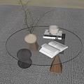 Round Glass Coffee Table With Vase Book Cup And Decor