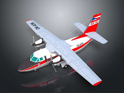Cosmic Aerospace Spacecraft Model Red White Design RO-40 Twin Engine Wings 3d model
