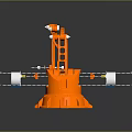 Game Movie Mechanical Character Orange Mechanical Arm Structure With Joints And Components
