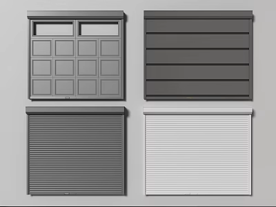 Various Security Door Designs With Grid Slat Patterns In Gray And White 3d model