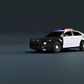 Black And White Police Car With Blue Red Lights On Top And Sedan Design