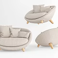 Nordic Single Sofa Fabric Single Sofa 3d model