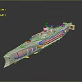 Modern Futuristic Ship Model With Orange White Hull Deck And Antenna