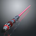 Red Sci Fi Lightsaber Weapon with Intricate Hilt Design and Silver Red Accents
