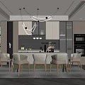 Elegant Modern Restaurant Interior With Dining Table Chairs And Stylish Pendant Lights