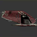 Red Vintage Spaceship With Detailed Cockpit And Industrial Wing Design