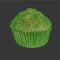 Fluffy Strawberry Muffin With Golden Crust And Paper Liner On Dark Surface