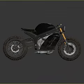 Sleek Black Off Road Motorcycle With Yellow Handlebars And Large Treaded Tires
