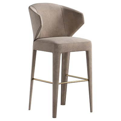 Elegant Modern Bar Stool With Unique Backrest Design And Golden Metal Legs 3d model