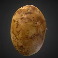 Single Whole Fresh Organic Potato With Natural Brown Skin And Texture On Dark Background