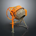 Orange Concrete Mixer Construction Equipment with Wheels and Mixing Drum