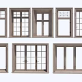 Modern Architecture Doors and Windows Double-fenestration Three-fenestration Single-door Swing Window Single-fenestration Stone Window 3d model