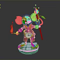 Game Movie Character Mouse In Red Outfit On Green Platform With Cheese Staff And Flame