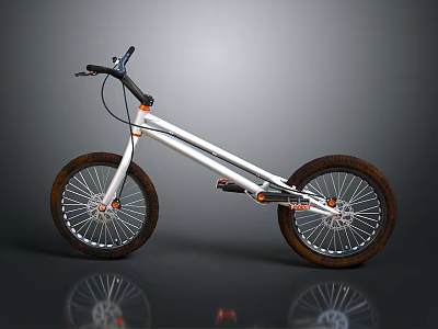 White BMX Bike With Orange Accents And Wide Tires Modern Design 3d model