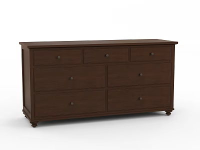 Brown Wooden Dresser with Multiple Drawers and Classic Legs for Bedroom Storage 3d model