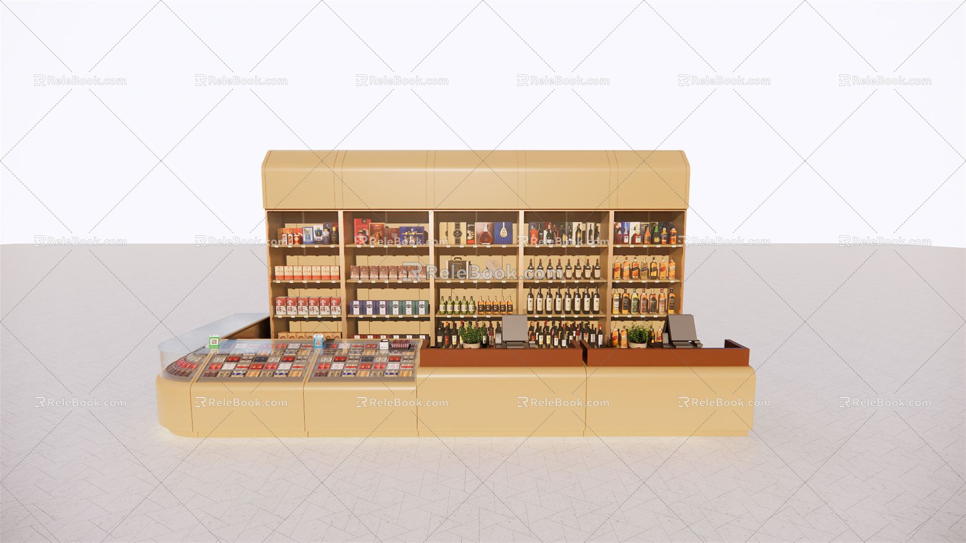 Modern Display Cabinet Supermarket Service Center Tobacco and Wine Cabinet 3d model