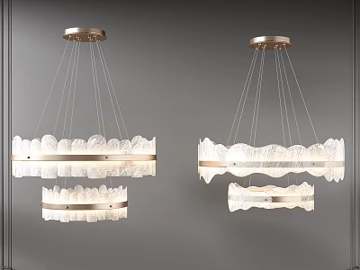 Elegant Modern Chandelier With Gold Ceiling Base And Glass Leaf Shaped Shades 3d model