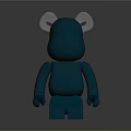 Blue Cartoon Bear Figure With White Ears And Simple Structure On Gray Background