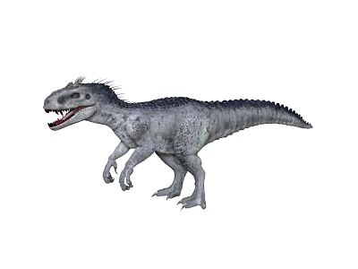 Fierce Realistic Gray Scaled Dinosaur With Open Mouth And Sharp Teeth Standing 3d model