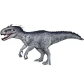 Fierce Realistic Gray Scaled Dinosaur With Open Mouth And Sharp Teeth Standing