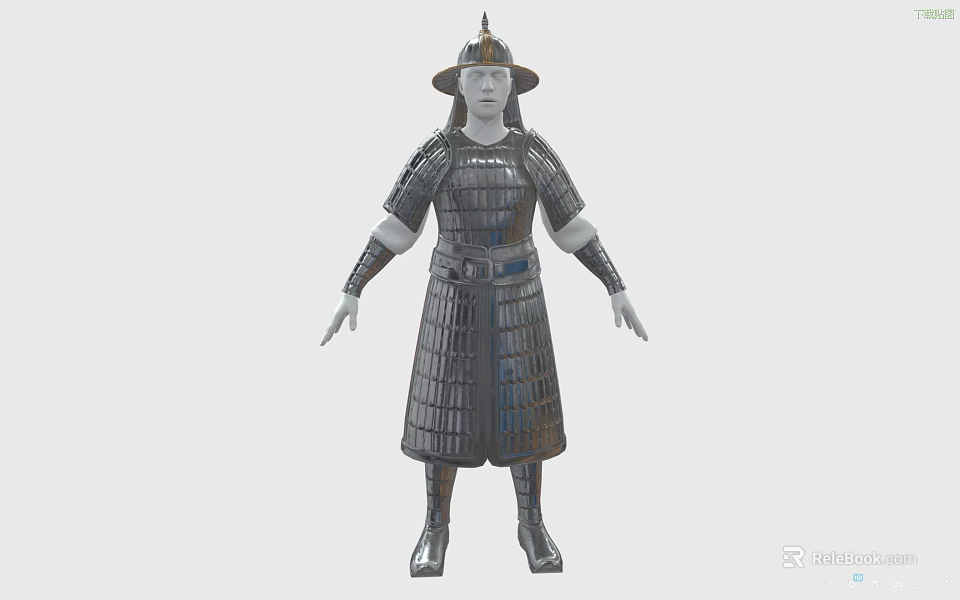 Ancient Metallic Warrior Armor With Protective Plates And Historical Design Features 3d model 