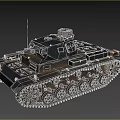 Highly Detailed 3D Model of Military Tank with Tracks Turret and Gun Barrel