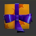 Colorful Gift Box With Purple Bow Star Moon Patterns Orange Red Yellow For Daily Use