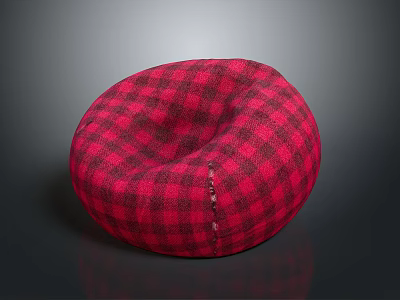 Cozy Red And Black Plaid Bean Bag Chair For Modern Living Room Furniture 3d model