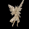 White Angelic Decorative Ornament Set With Flowing Robe And Intricate Wings For Home Decor
