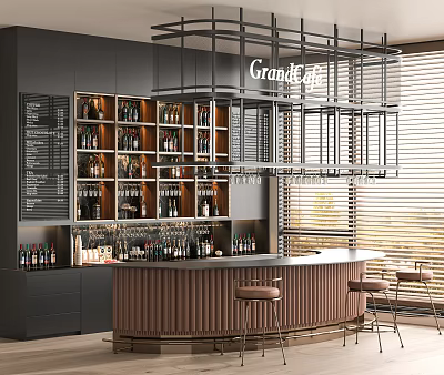 Modern Bar Bar Desk Bar Chair Front Desk Wine Storage Rack Workbench Console 3d model