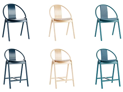 Modern Leisure Chairs With Curved Backrest Slim Legs And Multiple Colors For Home Decor 3d model