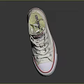 White Converse All Star Classic Low Top Canvas Shoes With Red Accents