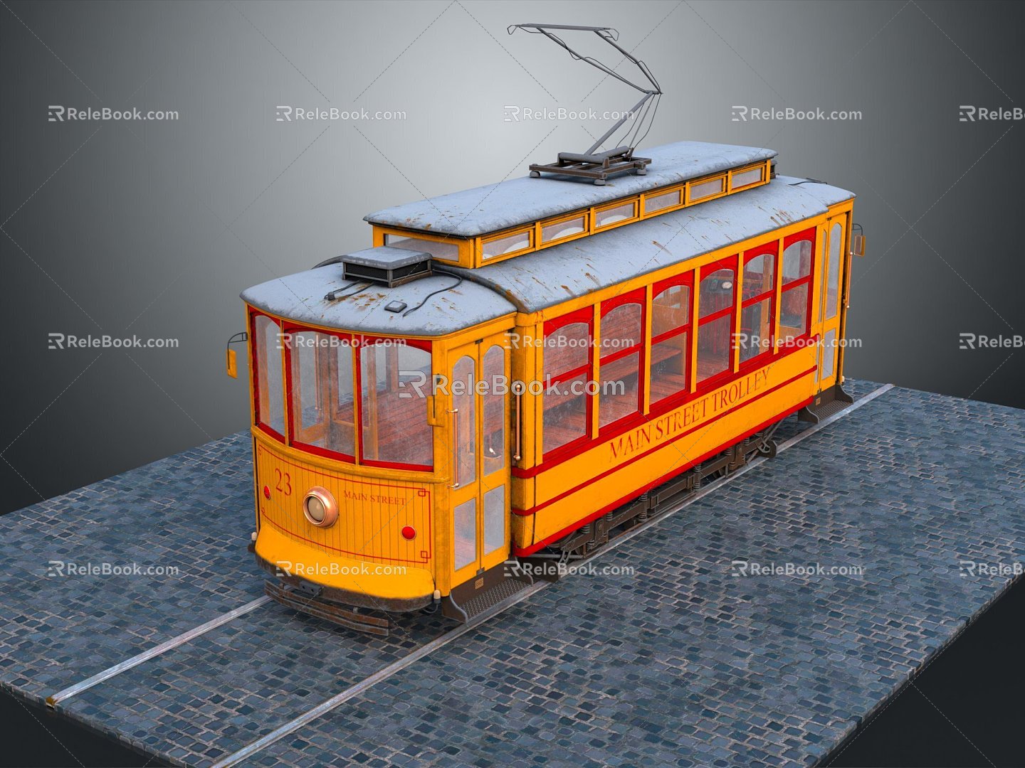 Modern tram streetcar tram system city tram 3d model