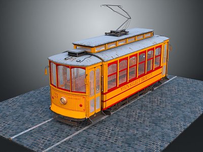 Modern tram streetcar tram system city tram 3d model