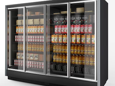Commercial Display Refrigerator With Glass Doors Storing Beverages And Canned Goods For Retail Store 3d model