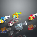 Colorful Cartoon Style Toy Guns With Different Designs For Kids Playtime