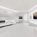 Modern Urban Planning Exhibition Hall Reception Desk With Marble Countertop And Wavy Background Wall Lighting