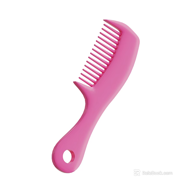 Stylish Pink Hair Comb With Ergonomic Handle For Daily Hair Care 3d model 