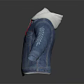 Blue Denim Jacket With White Hoodie Inner And Red Drawstrings Design 3d model
