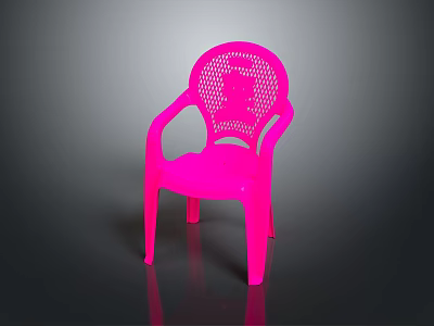 Modern Pink Plastic Dining Chair With Perforated Design And Armrests 3d model