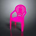 Modern Pink Plastic Dining Chair With Perforated Design And Armrests