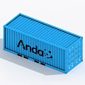 Anda Blue Industrial Shipping Container Showcasing Multiple View Angles 3d model