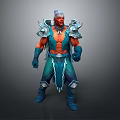 Fantasy Warrior Character With Red Skin White Hair And Blue Armor Costume Design