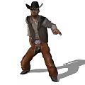 Game Movie Character Wearing Cowboy Hat Vest Shirt Brown Pants Belt Buckle Standing Pose