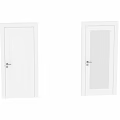 Modern White Hinged Door With Frosted Glass Panel For Interior Use 3d model