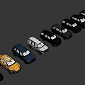 Various Colored Cars Parked In A Row With Different Models And Styles