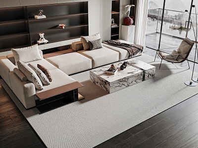 Modern sofa coffee table combination model