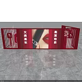COACH Store Display Area With Red Counters And Merchandise On Marble Floor 3d model